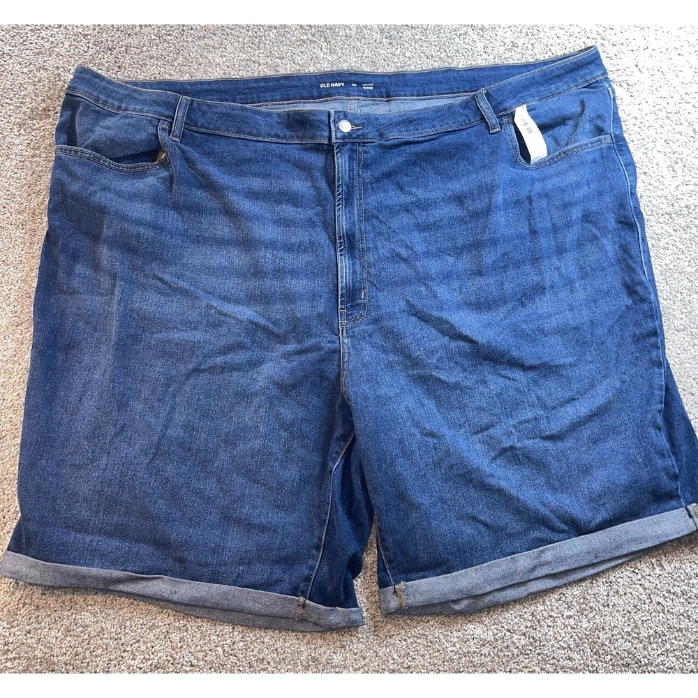 Old Navy High Rise Wow Jeans Shorts Cuffed Stretch Plus Sz 30 NWT